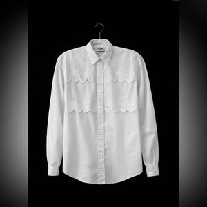 Roper White Western Embroidered Button-Up Shirt | Size M